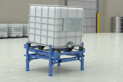 Vestil IBC-TLT-FPL ibc tilt stands w fork pocket shown from an alternate angle