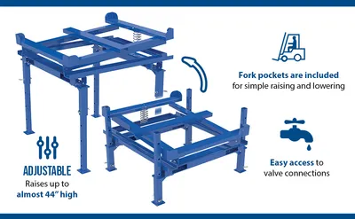 Vestil IBC-TLT-FPL ibc tilt stands w fork pocket feature highlights