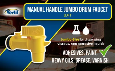 Vestil JDFT manual drum faucet feature highlights