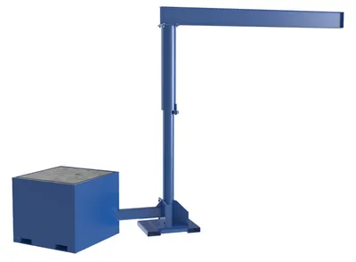 Vestil Steel Portable Offset Jib Crane with Filled Base 10 Ft. I-Beam 500 Lb. Capacity Blue
