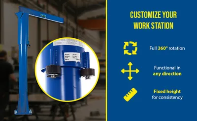 Vestil JIB-FM-10 floor mounted jib feature highlights