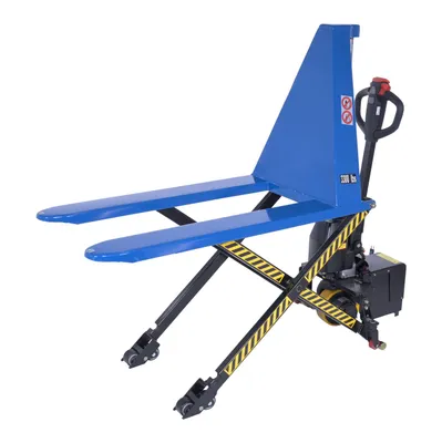 Vestil Steel DC Powered Tote Lift 27x45 Traction Drive 3000 Lb. Capacity Blue