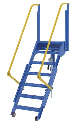 Vestil Steel Folding Mezzanine Ladder 60 In. Mezzanine Height 24-1/4 In. Step Width 350 Lb. Capacity Blue
