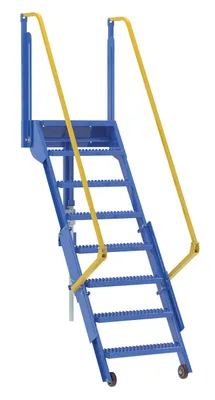 Vestil Steel Folding Mezzanine Ladder 72 In. Mezzanine Height 24-1/4 In. Step Width 350 Lb. Capacity Blue