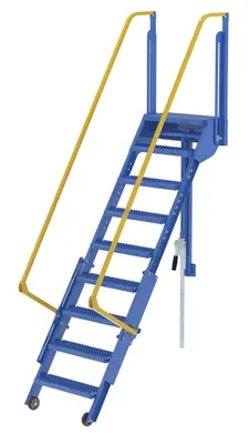 Vestil Steel Folding Mezzanine Ladder 84 In. Mezzanine Height 24-1/4 In. Step Width 350 Lb. Capacity Blue