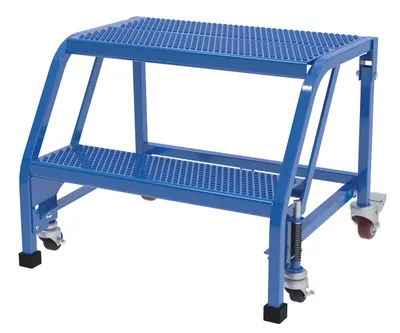 Vestil Steel Standard Slope Ladder 58 Degree 2 Perforated No Handrail Step 350 Lb. Capacity Blue