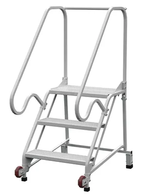 Vestil Steel Tip N Roll FDA Ladder 50 Degree 3 Grip Strut 24 In. Step Width 350 Lb. Capacity White