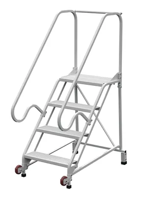 Vestil Steel Tip N Roll FDA Ladder 50 Degree 4 Grip Strut 24 In. Step Width 350 Lb. Capacity White