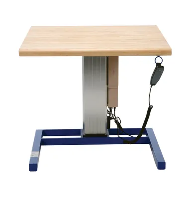Vestil LAW-3636 linear actuated adjustable-height work bench shown from an alternate angle