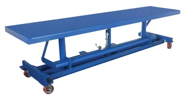 Vestil Steel Ergonomic Long Deck Cart 120 In. x 20 In. x 49 In. 2,000 Lb. Capacity Blue