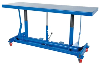 Vestil Steel Ergonomic Long Deck Cart 20 In. x 96-1/4 In. x 49 In. 2,000 Lb. Capacity Blue