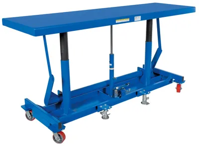 Vestil Steel Ergonomic Long Deck Cart 30 In. x 96-1/4 In. x 31 In. 2,000 Lb. Capacity Blue