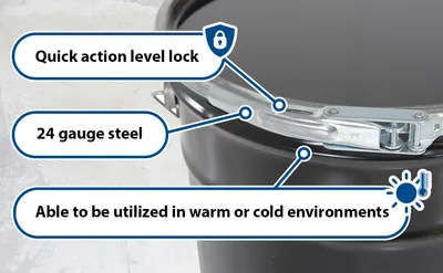 Vestil LID-STL-LL-UNR lid feature highlights