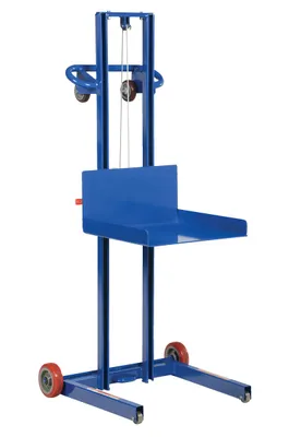 Vestil Steel Low Profile Lite Load Lift With Winch and Fixed Wheels 20 In. x 20 In. Platform 400 Lb. Capacity Blue