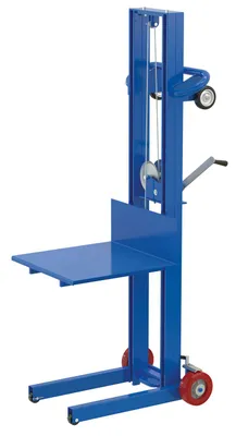 Vestil Steel Lite Load Lift With Winch, Fixed Wheels and Wheel Lock 20 In. x 20 In. Platform 400 Lb. Capacity Blue