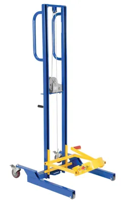 Vestil Steel Variable Height Pail Dispenser 125 Lb. Capacity Blue and Yellow