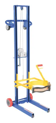 Vestil Steel Variable Height Pail Dispenser 200 Lb. Capacity Blue and Yellow