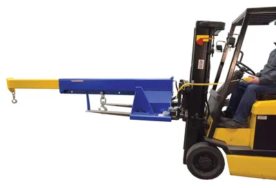 Vestil LM-1T-8-24-HBE-DC hydraulic powered fork truck boom shown from an alternate angle