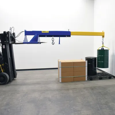 Vestil LM-1T-8-24-HBE-TP hydraulic powered fork truck boom shown from an alternate angle