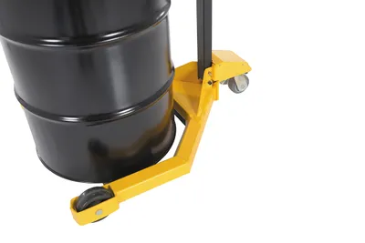 Vestil LO-DC-SCL low-profile drum caddies with bung wrench handle shown from an alternate angle