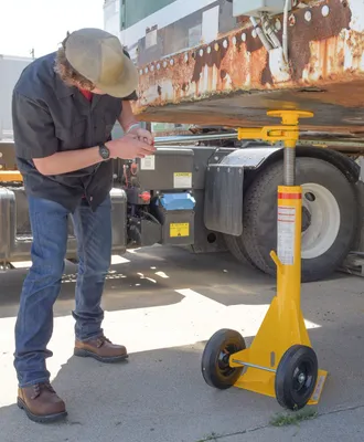 Vestil LO-J trailer stabilizing jack shown from an alternate angle