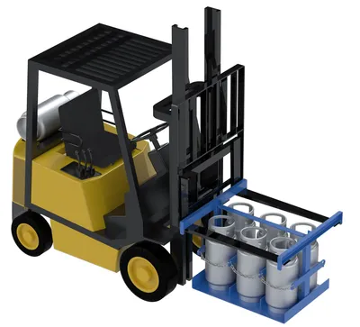 Vestil LP-170 fork truck lp tank caddy shown from an alternate angle