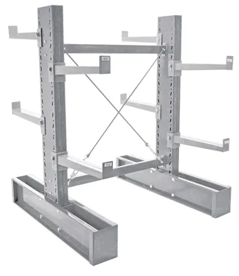 Vestil Galvanized Medium Duty Double Sided Cantilever Rack Set 36 In. Arms 16,400 Lb. Capacity Silver