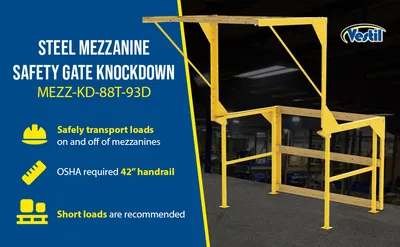 Vestil MEZZ-KD-88T-93D mezzanine safety gate feature highlights