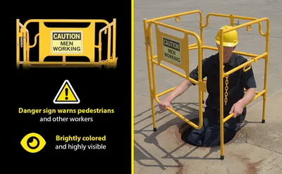 Vestil MHGR-32-SI-C-01 manhole guard rail feature highlights