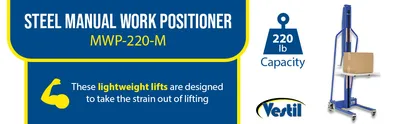 Vestil MWP-220-M manual & dc work positioner feature highlights