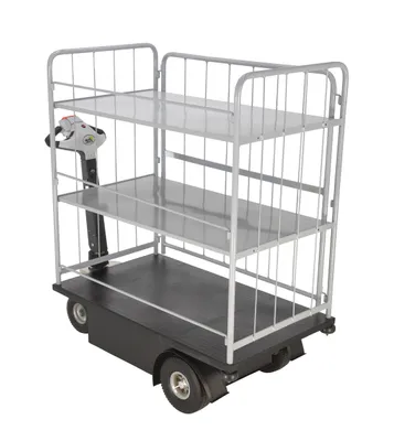 Vestil Steel Traction Drive Cart Side Load 2 Shelf 59 In. x 28 In. x 59 In. 750 Lb. Capacity Black