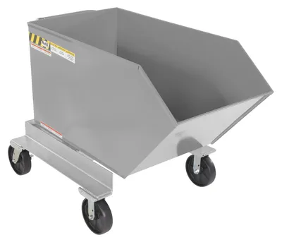 Vestil Steel Portable Tilting Hopper 1/2 Cubic Yard 2,000 Lb. Capacity Silver