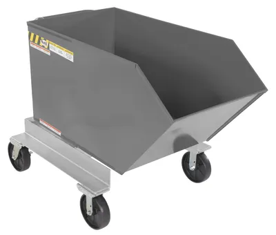 Vestil Steel Portable Tilting Hopper 3/4 Cubic Yard 2,000 Lb. Capacity Gray Semi Gloss