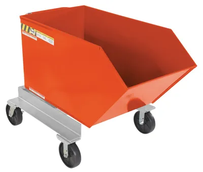 Vestil Steel Portable Tilting Hopper 3/4 Cubic Yard 2,000 Lb. Capacity Orange