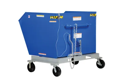 Vestil P-HOP-1.5 portable steel hopper shown from an alternate angle