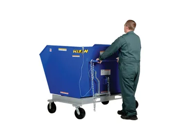 Vestil P-HOP-1.5 portable steel hopper shown from an alternate angle