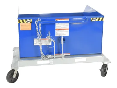 Vestil P-HOP-1 portable steel hopper shown from an alternate angle