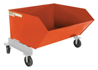 Vestil Steel Portable Tilting Hopper 1 Cubic Yard 2,000 Lb. Capacity Orange