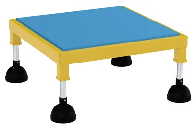 Vestil Steel Portable Adjustable Height Worker Stand Low Ergonomic Deck 26-1/2 In. x 26-1/2 In. x 8-3/4 In. 500 Lb. Capacity Yellow