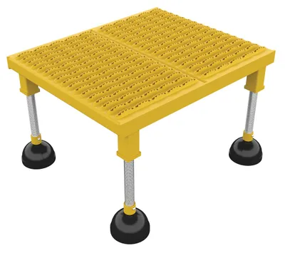 Vestil Steel Portable Adjustable Height Grip Strut Worker Stand High 24-3/16 In. x 21-3/4 In. x 11-1/2 In. 500 Lb. Capacity Yellow