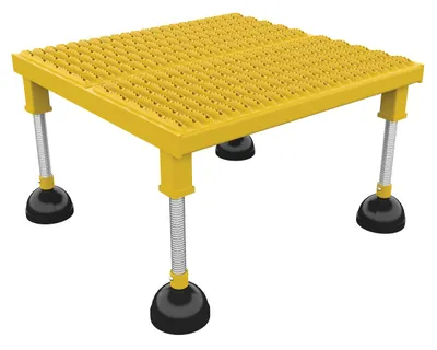 Vestil Steel Portable Adjustable Height Grip Strut Worker Stand High 26-1/4 In. x 24-3/16 In. x 11-1/2 In. 500 Lb. Capacity Yellow