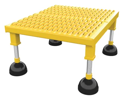 Vestil Steel Portable Adjustable Height Grip Strut Worker Stand Low 24-3/16 In. x 21-3/4 In. x 8-3/4 In. 500 Lb. Capacity Yellow