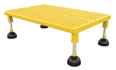 Vestil Steel Portable Adjustable Height Grip Strut Worker Stand Low 38-5/8 In. x 24-3/16 In. x 8-3/4 In. 500 Lb. Capacity Yellow