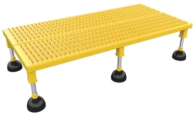 Vestil Steel Portable Adjustable Height Grip Strut Worker Stand Low 51 In. x 24-3/16 In. x 8-3/4 In. 500 Lb. Capacity Yellow