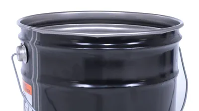 Vestil PAIL-STL-RI pail shown from an alternate angle