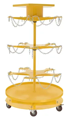 Vestil Steel 5 Gallon Pail Carousel Rack, 15 Pails W/ Casters 350 lbs. Capacity Per Shelf Yellow