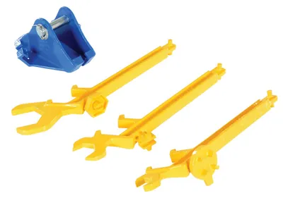 Vestil PDL-800-M multi-purpose overhead drum lifters wrenche shown from an alternate angle