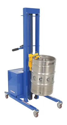 Vestil Steel Quick Lift DC Powered Keg Lift 57 In. Raised Height 400 Lb. Capacity