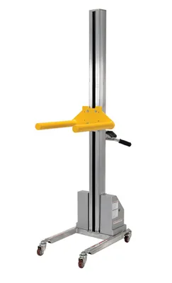 Vestil PEL-DSPIN powered quick lift shown from an alternate angle