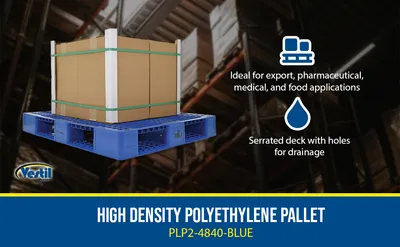 Vestil PLP2-4840-BLUE plastic pallets and skid feature highlights
